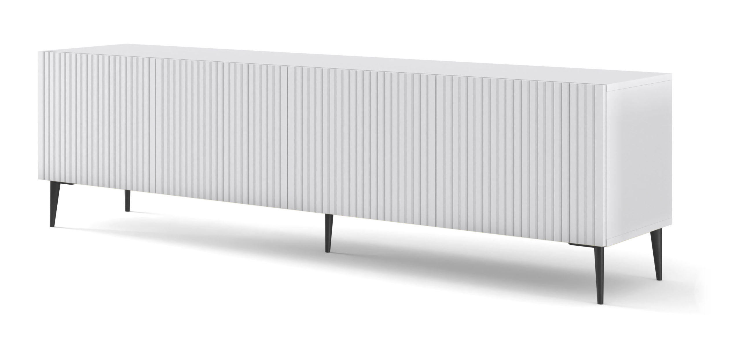 Raumhirsch Furniture TV Weiß, Weiß Hochglanz, Schwarz 200x56x42 cm