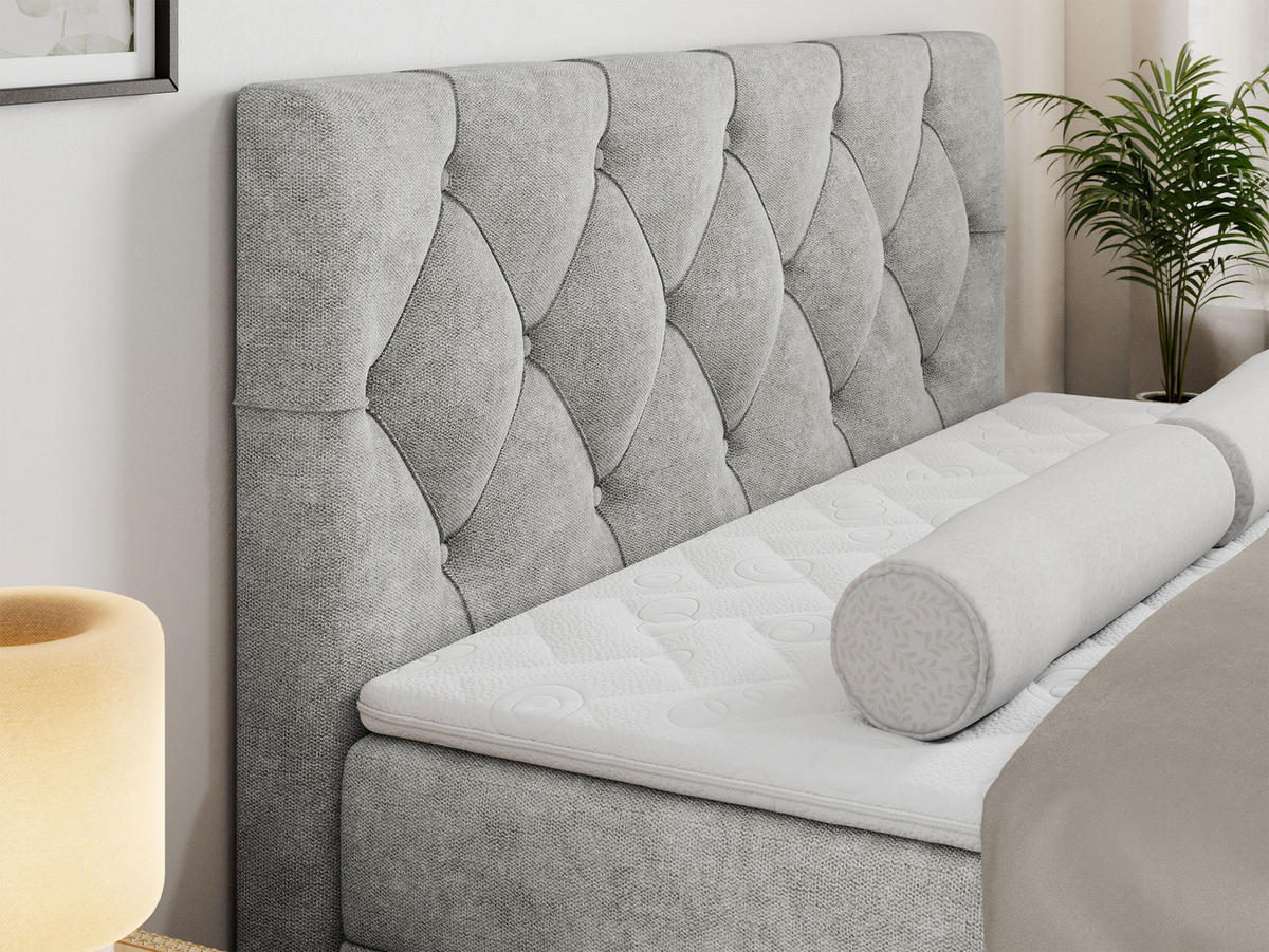 BOXBETT ALDA 140/200 Hellgrau Struktur - H3 - Hellgrau, Holz/Textil (140/200cm) - MKS