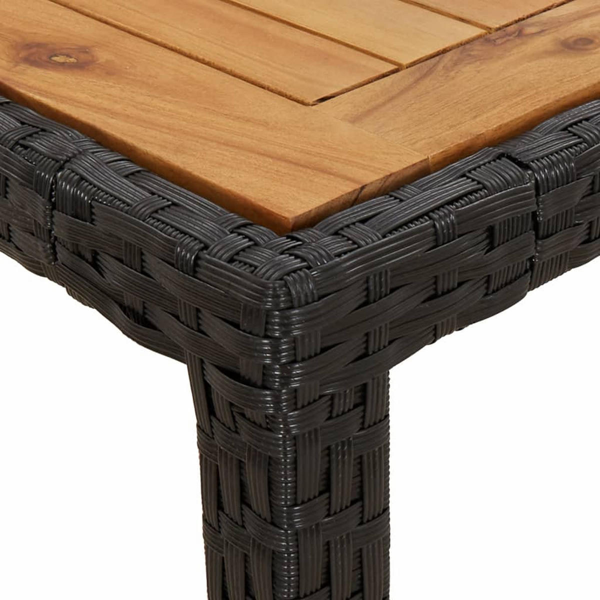 GARTEN-ESSGRUPPE 7-TLG. Mit Kissen Schwarz Poly Rattan Akazie - Schwarz, Kunststoff - vidaXL