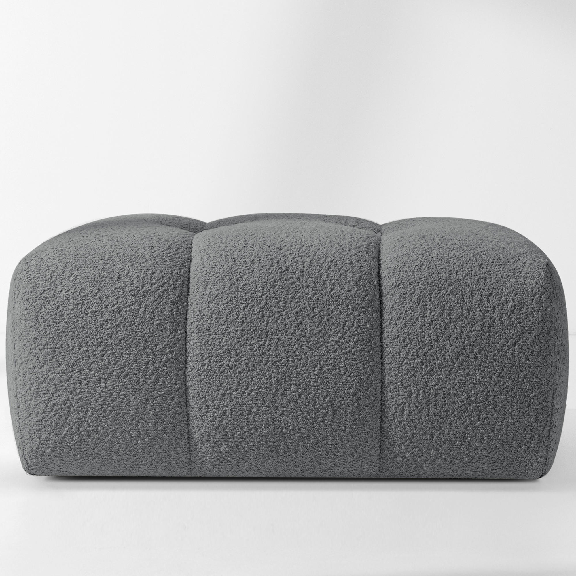 POUF RAVIA, Bouclé, Dunkelgrau - Dunkelgrau, Holz/Textil (96/45/50cm) - KONSIMO®