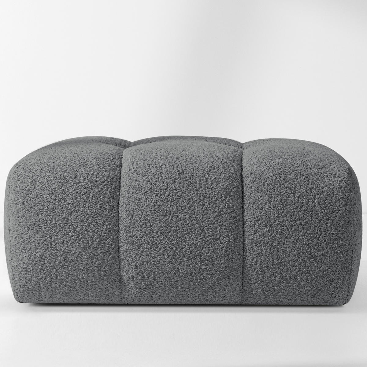 POUF RAVIA, Bouclé, Dunkelgrau - Dunkelgrau, Holz/Textil (96/45/50cm) - KONSIMO®