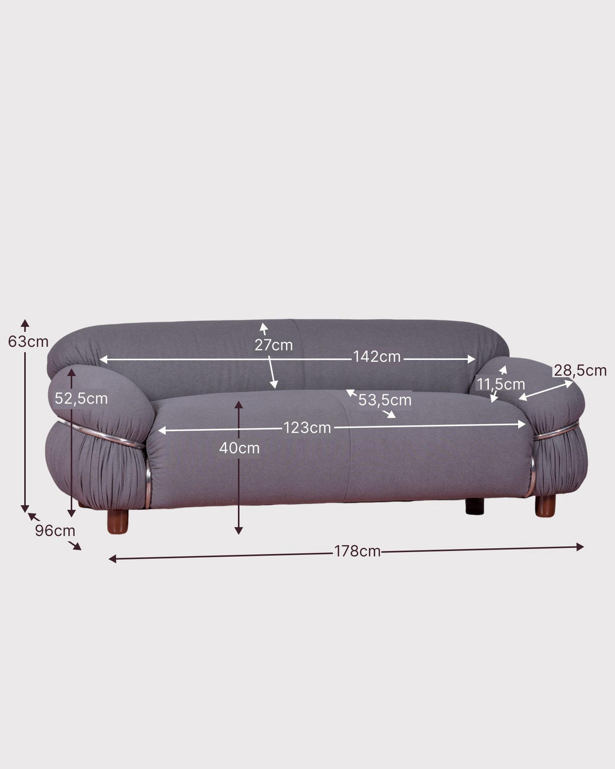 ZWEISITZER-SOFA GEPOLSTERT Textil Grau - Grau, Textil (178/63/96cm) - Nest Dream
