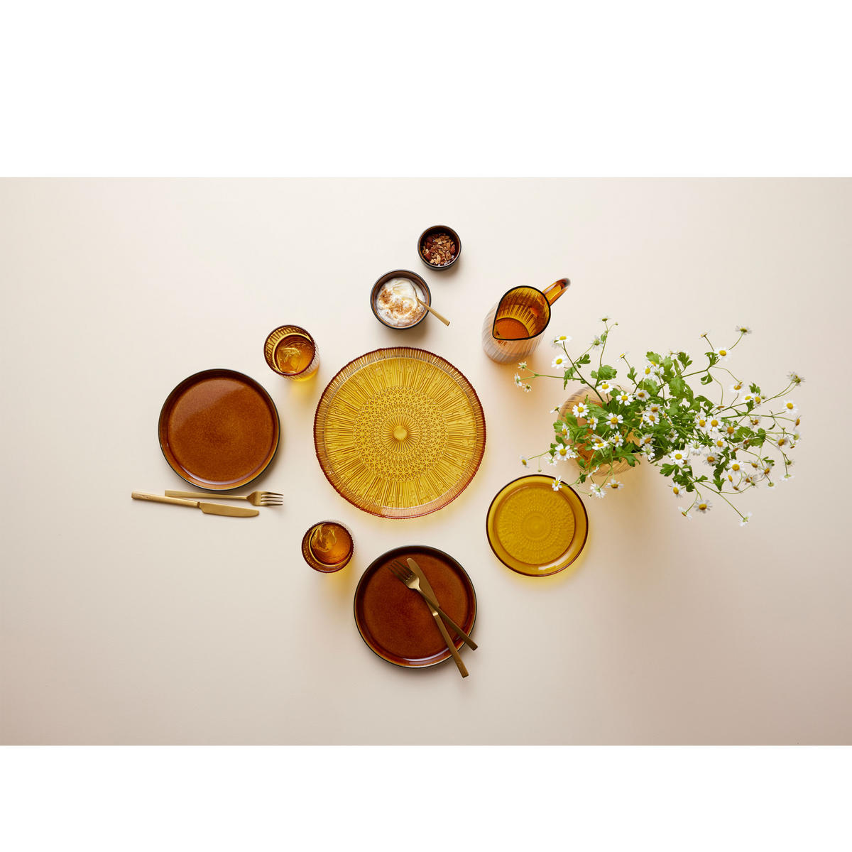 SERVIERPLATTE rund Kusintha 30 cm Amber - Beige, Keramik (30/3/30cm) - Bitz