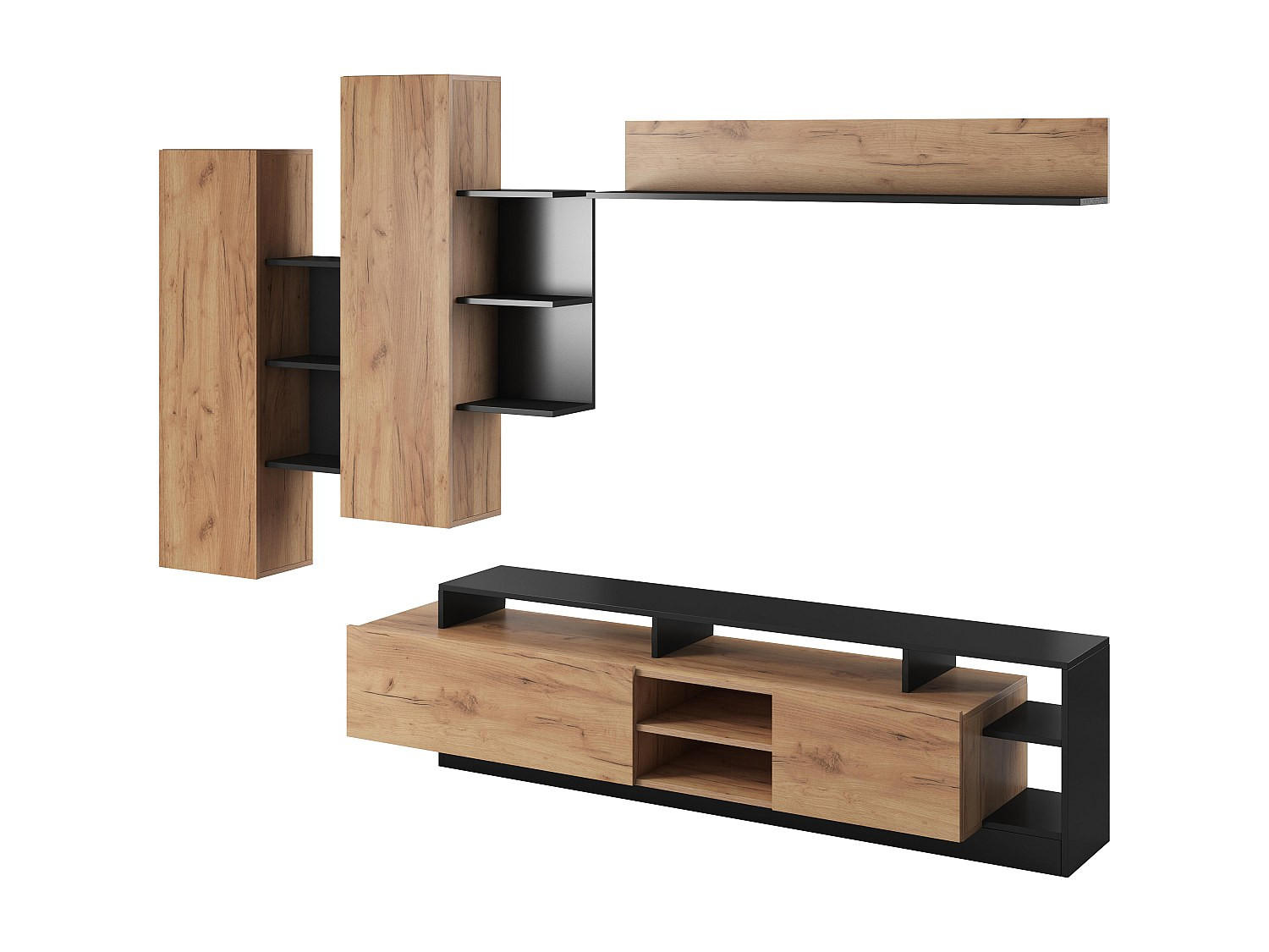 Vente-Unique Tv-Wand Anthrazit, Natur 260x171.5x40 cm