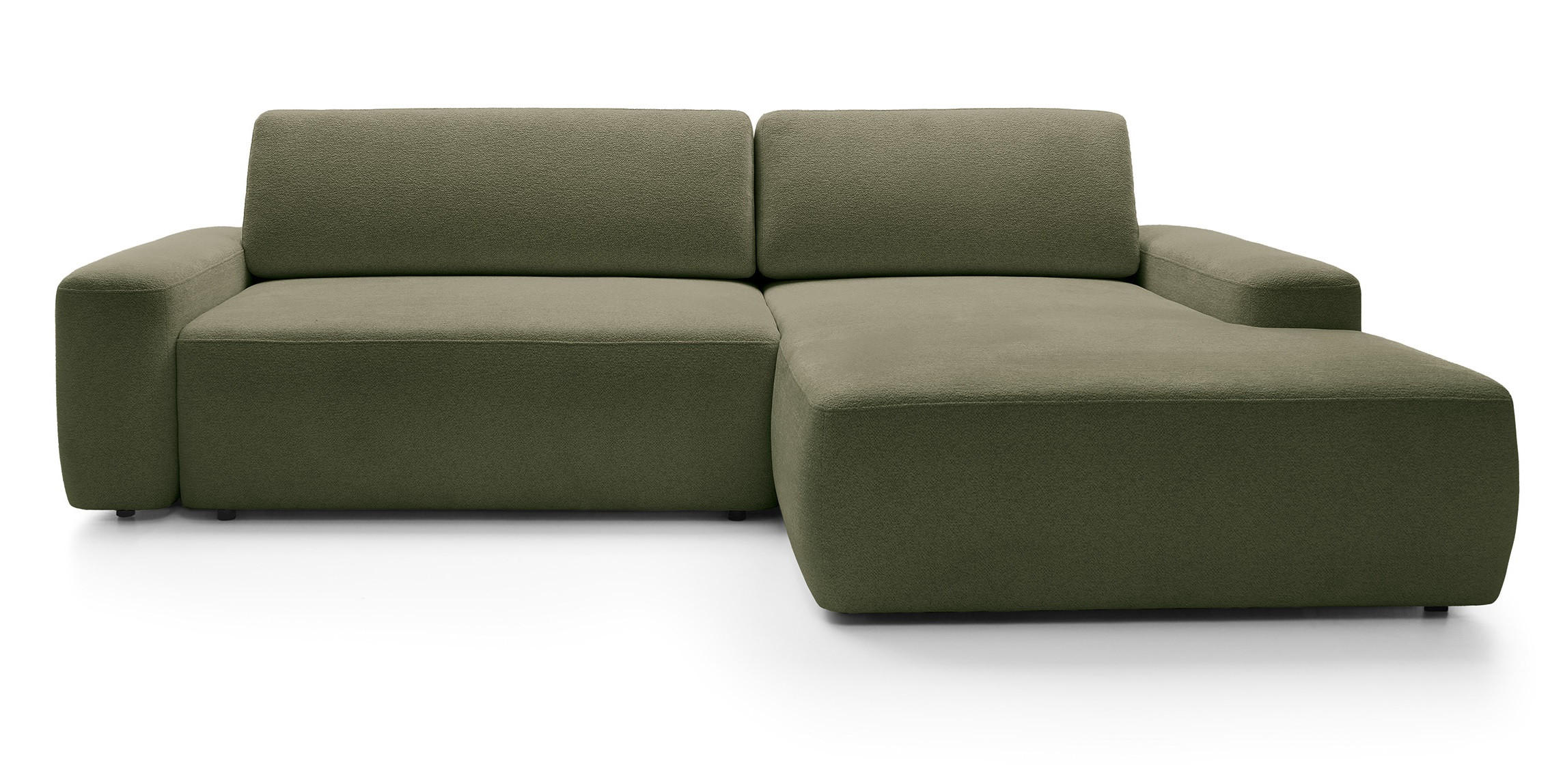 ECKCOUCH mit Schlaffunktion Orea M, 265 cm, Bettkasten, Rechts, Grün - Grün, Holz (162/264cm) - Emporius