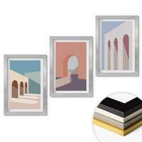 WANDBILDER 3er Set - 20x30 cm Silberner Rahmen - Architekturgrafiken in Pastellfarben - Silberfarben, Kunststoff (20/30cm) - ArtPrintCave