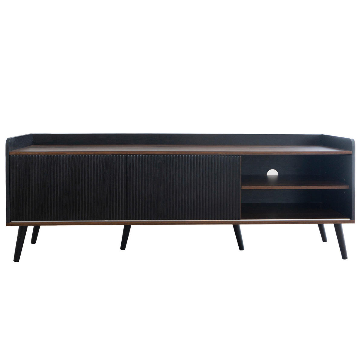 TV-SCHRANK mit zwei Schubladen, Schwarz und Holz 160/40/58 cm - Schwarz, Holzwerkstoff (160/58/40cm) - Redom