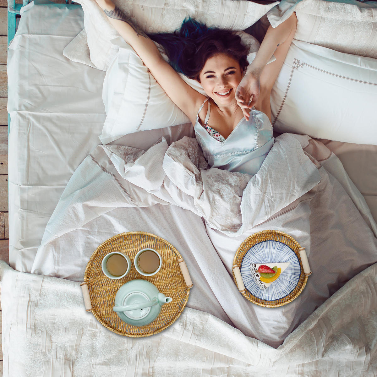 3XSERVIERTABLETT - Hellbraun, Textil/Metall (28.5/7/28.5cm) - Relaxdays