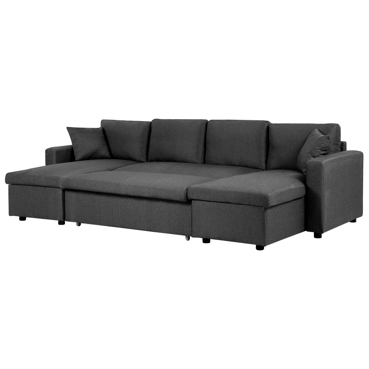 SCHLAFSOFA Polsterbezug Dunkelgrau Sommen - Dunkelgrau, Textil (287/86/147cm) - Beliani