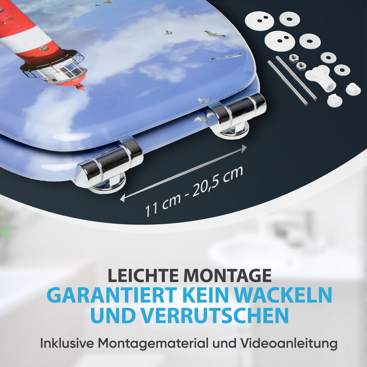 WC-SITZ mit Absenkautomatik Leuchtturm - Rot, Holzwerkstoff (38/6/47cm) - Sanilo