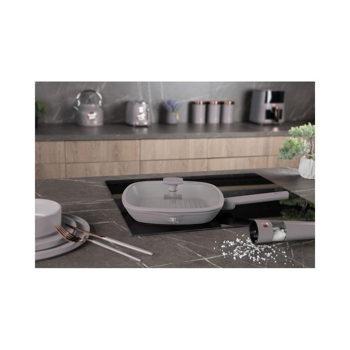 GRILLPFANNE Grau 28/28/4.1 cm BH8097 - Grau, Metall (41cm) - Berlinger Haus