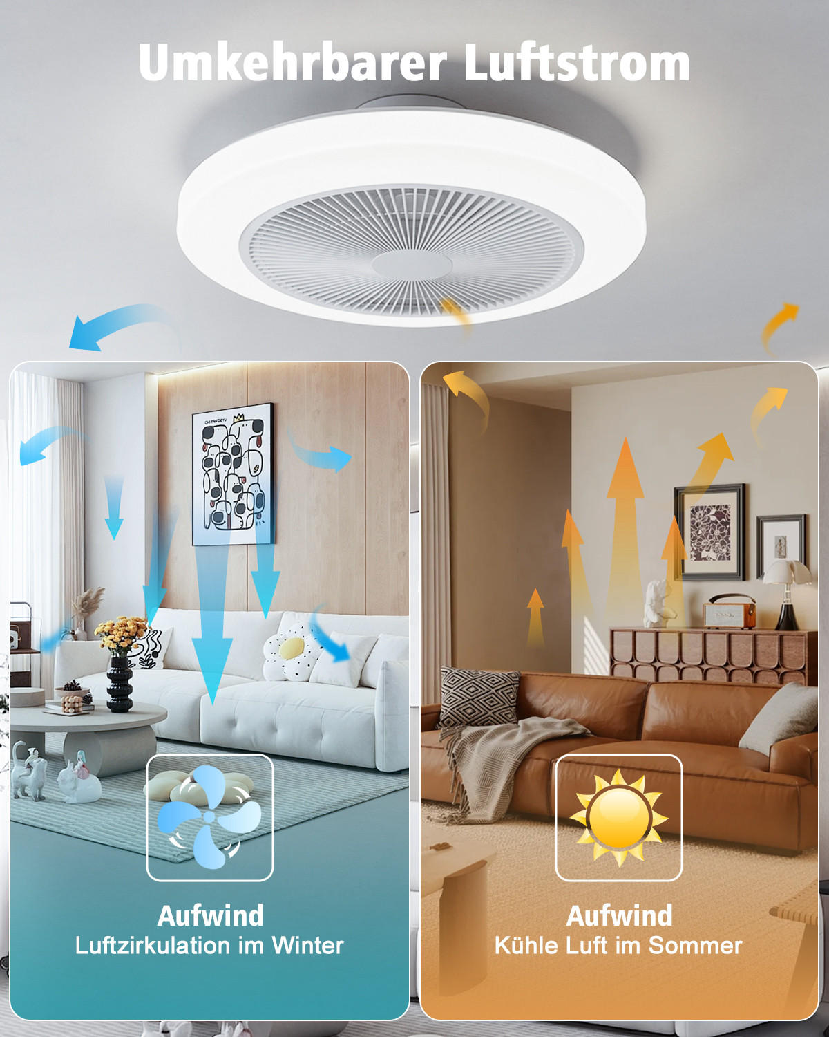 DECKENVENTILATOR FA1011 mit LED Leuchte CCT RGB - Weiß, Kunststoff (54/23/54.5cm) - LOVHAUS
