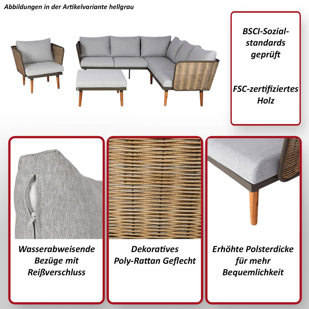 GARTENGARNITUR Braun, Beige - Beige/Braun, Textil - MCW