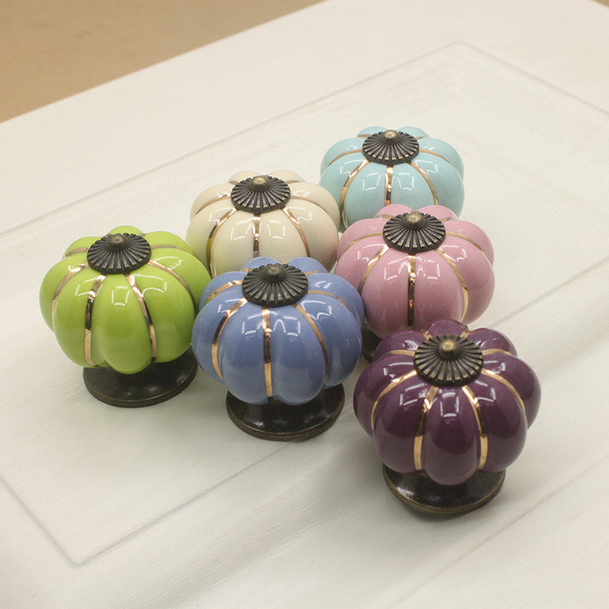SCHRANKKNOPF Keramik Rosa 5er-Set - Multicolor, Keramik (4/4/4cm)