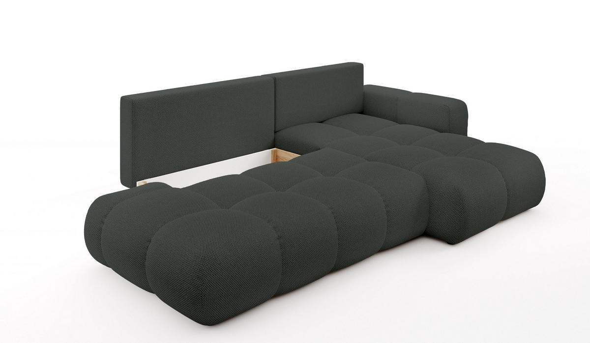 ECKSOFA DUCA R-S Grau Jersey mit Schlaffunktion - Anthrazit, Holz (266.5/266.5cm) - MASSENO