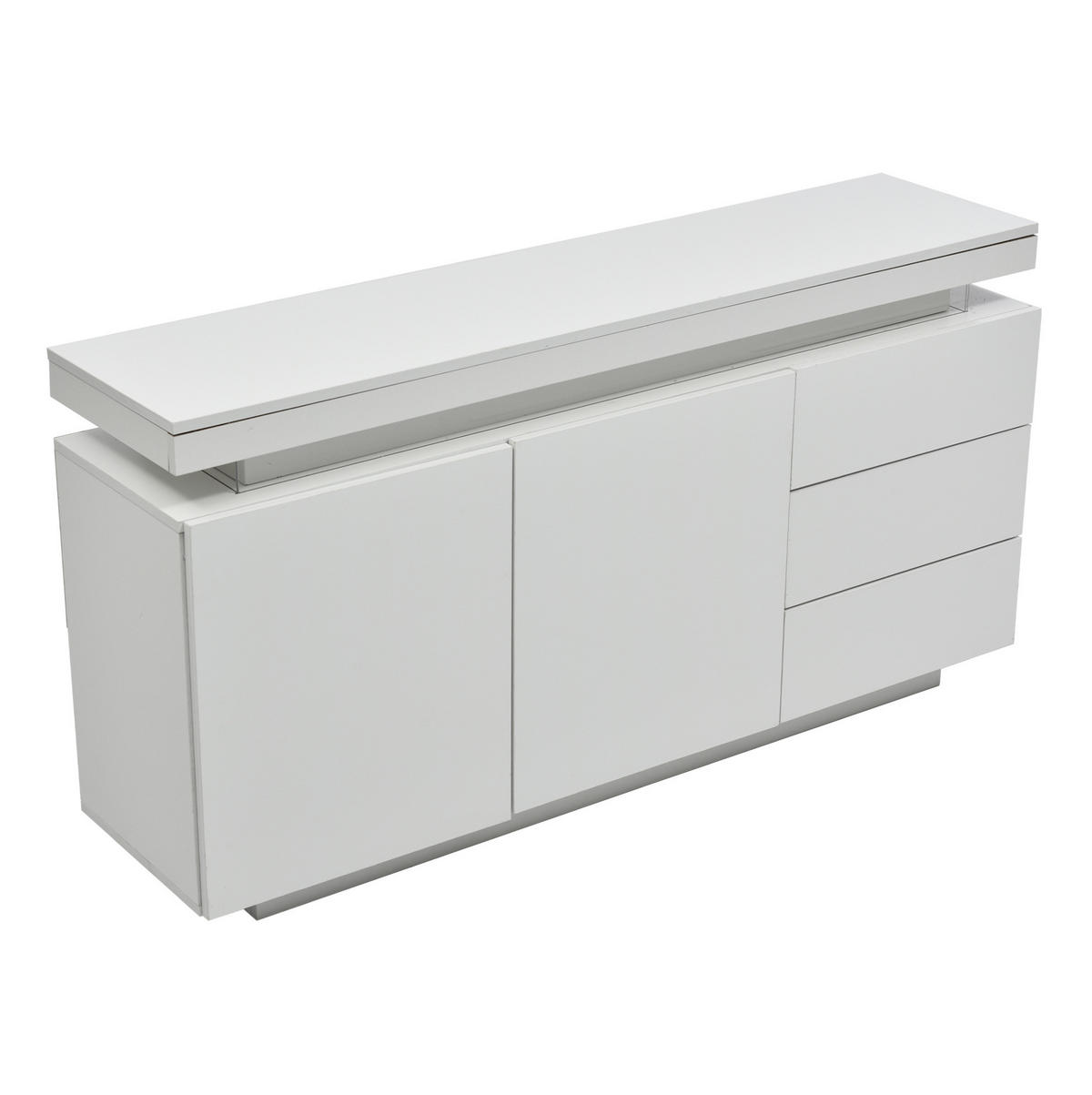 SIDEBOARD mit Schubladen 140/35/72,5 cm in Weiß Hochglanz mit LED - Weiß, Holzwerkstoff (140/72.5/35cm) - BEAOK