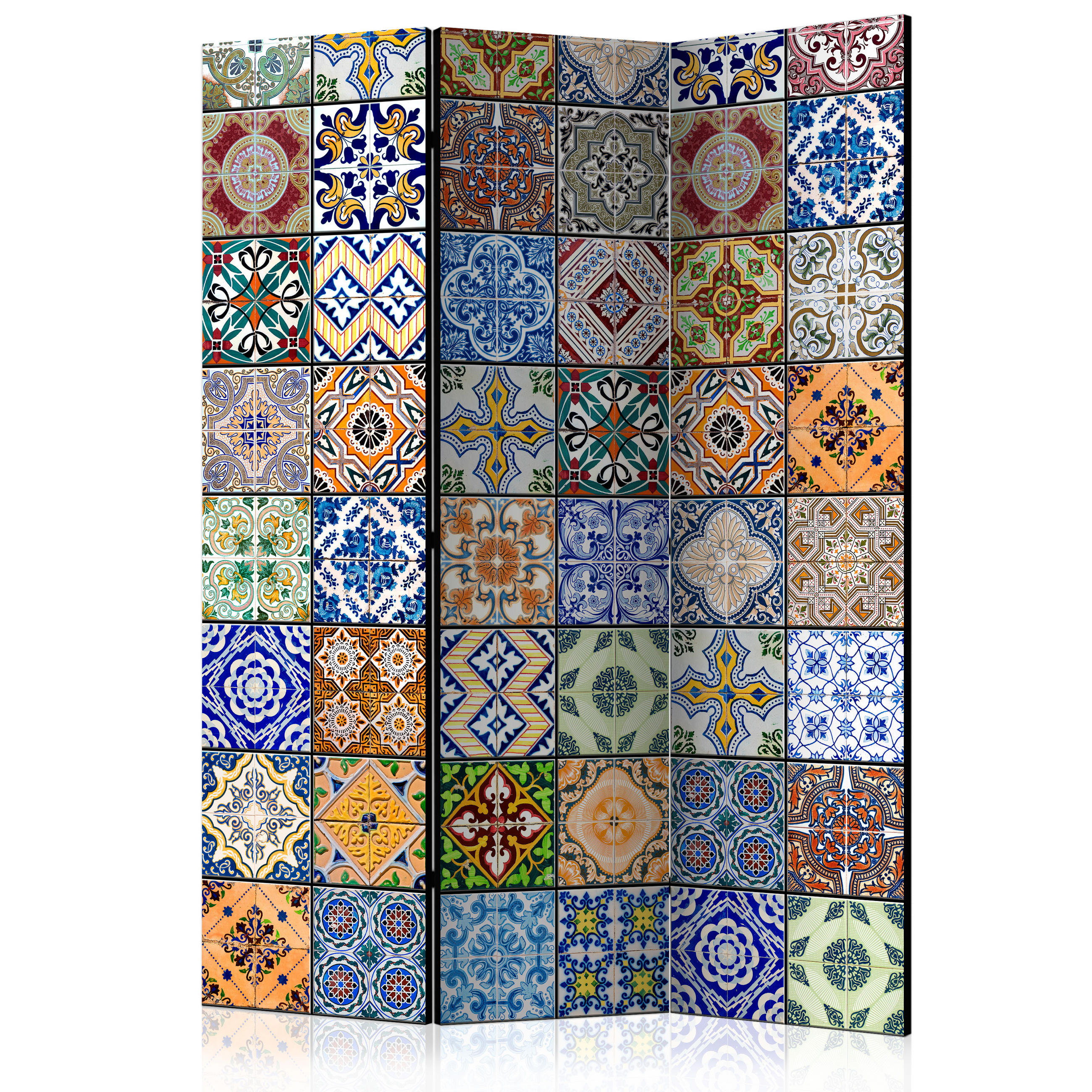 PARAVENT Akustik 3-tlg 135x172 cm bunte Mosaik - Multicolor, Holz/Textil (135/172/3cm) - Muralo
