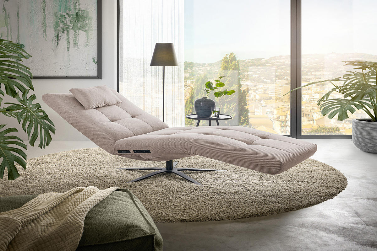 RELAXLIEGE LETICIA Beige Cord - Beige/Schwarz, Textil/Metall (82/115/156cm) - KAWOLA