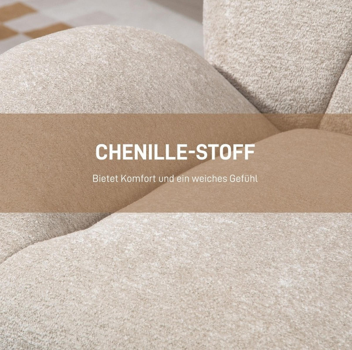 DREHSTUHL 83/89/85 cm Cremeweiß aus Polyester mit 360°-Drehfunktion - Creme, Textil (83/85/89cm) - OKWISH