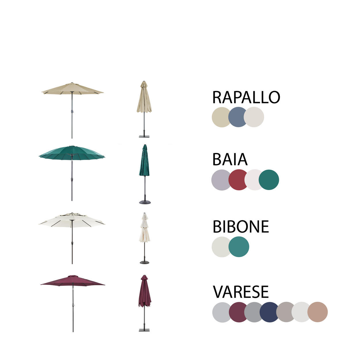 GARTENMÖBEL SET 4-Sitzer mit Sonnenschirm Aluminium dunkelbraun Salento - Beige/Braun, Metall - Beliani