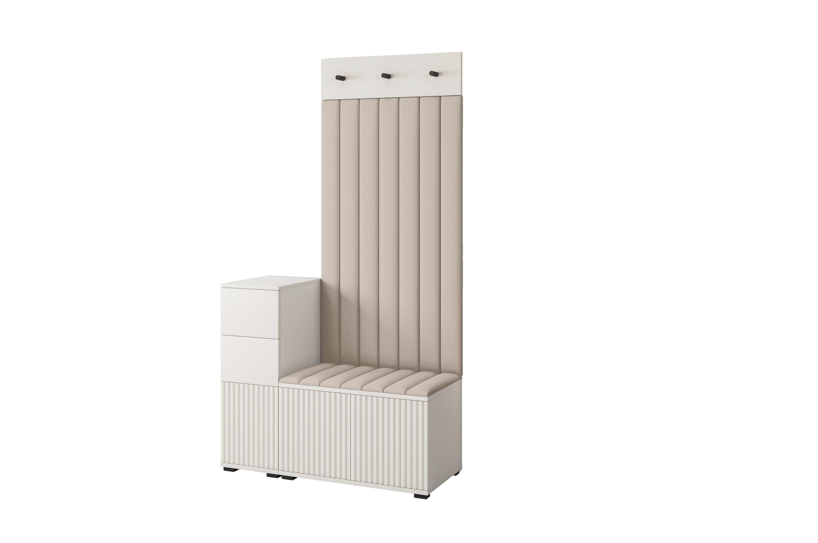 GARDEROBE Ritmo version 9 mit Spiegel, mit POLSTERPANEELEN Beige - Ecru/Creme, Holzwerkstoff (100/185/40cm) - Jerpax