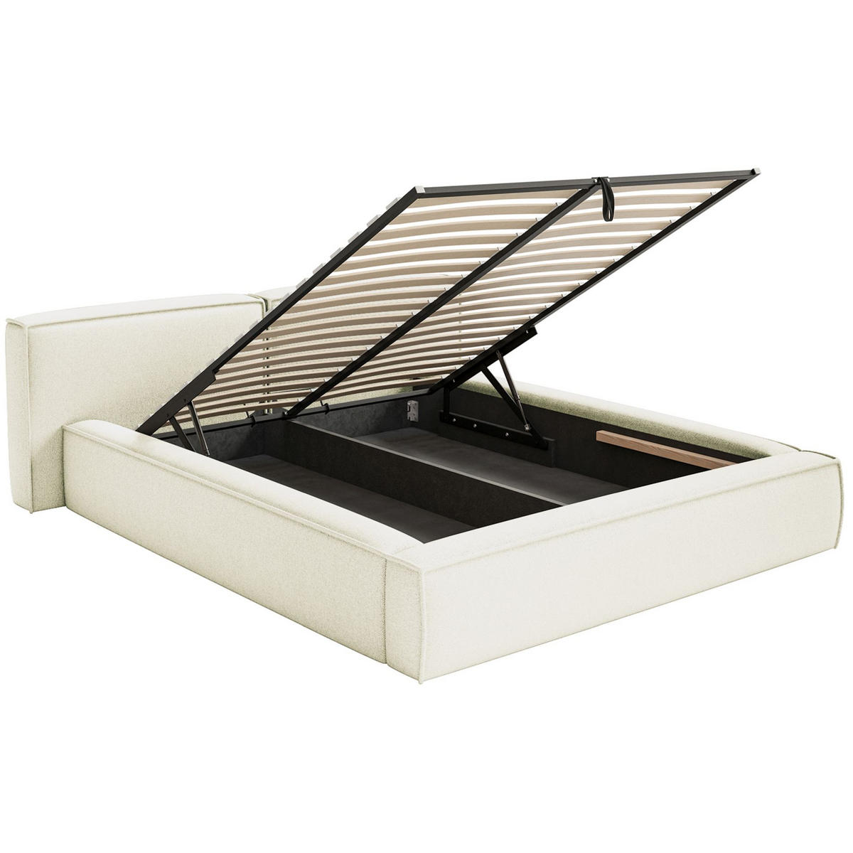 POLSTERBETT Tilves Low Creme 180x200 cm - Creme/Schwarz, Kunststoff/Textil (180/200cm) - Selsey