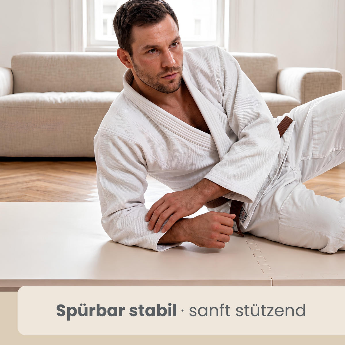 KAMPFSPORTMATTE - 4er Set - 63/63/2 cm - Beige/Braun - Beige, Kunststoff (63/63cm) - eyepower