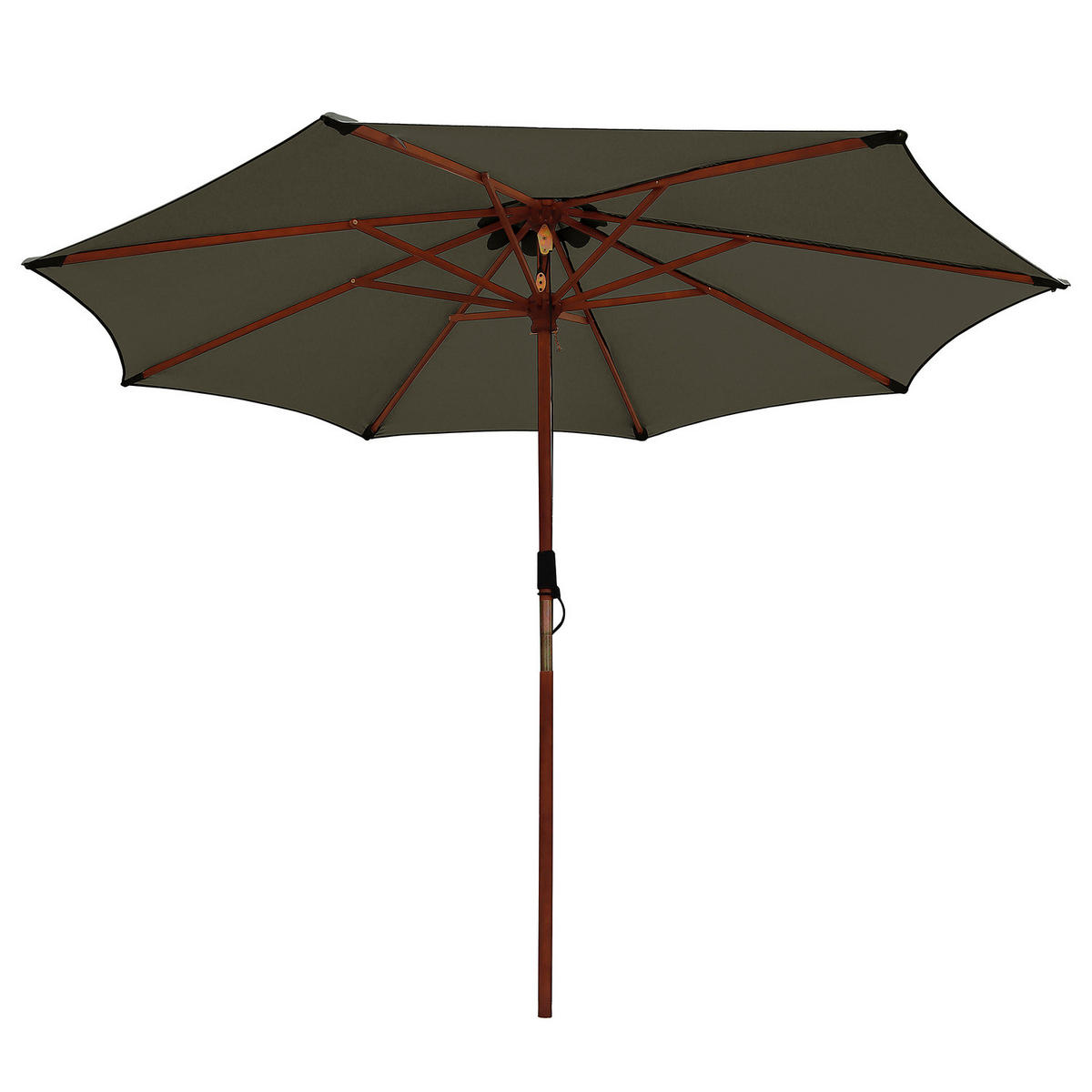 SONNENSCHIRM - Eukalyptus massiv / Polyester - Salbeigrün, Holz/Textil (300/300cm) - home24