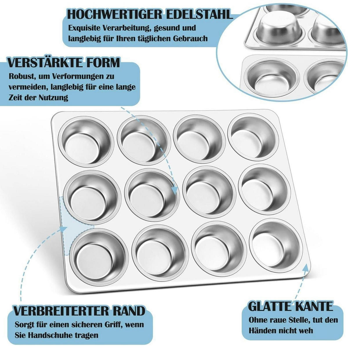 MUFFINFORM Edelstahl für 12 Muffins - Silberfarben, Metall (23/3/33cm)