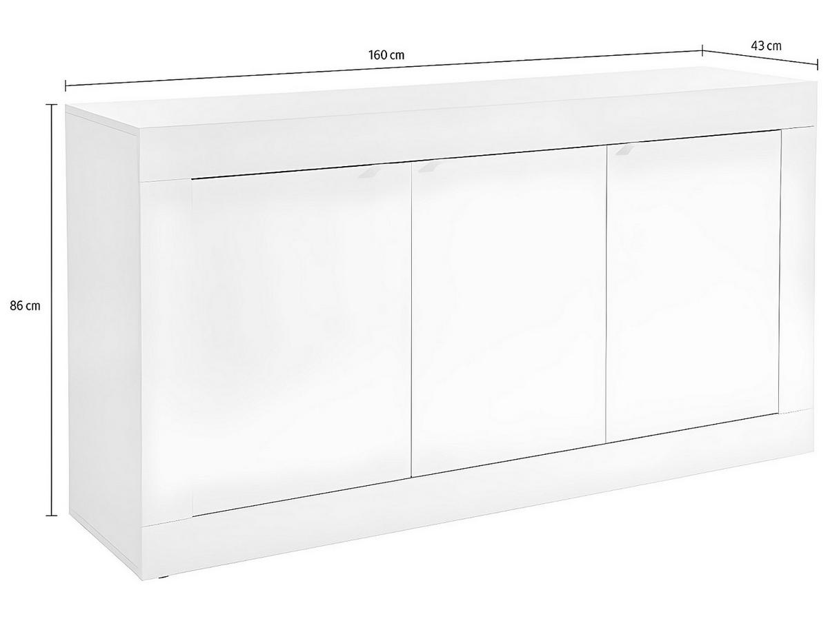 BUFFET 3 Türen Initial - L160 cm - Weiß, Holz (160/85.8/42cm) - Vente-Unique