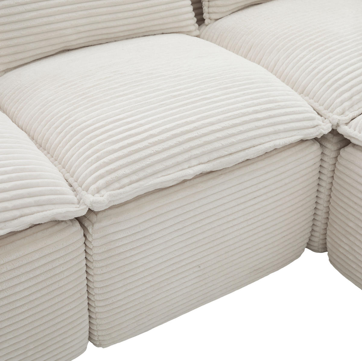 ECKSOFA 256/161/75 cm beige aus Corduroy mit Seitentaschen und Kissen - Beige, Textil (161/256cm) - OKWISH
