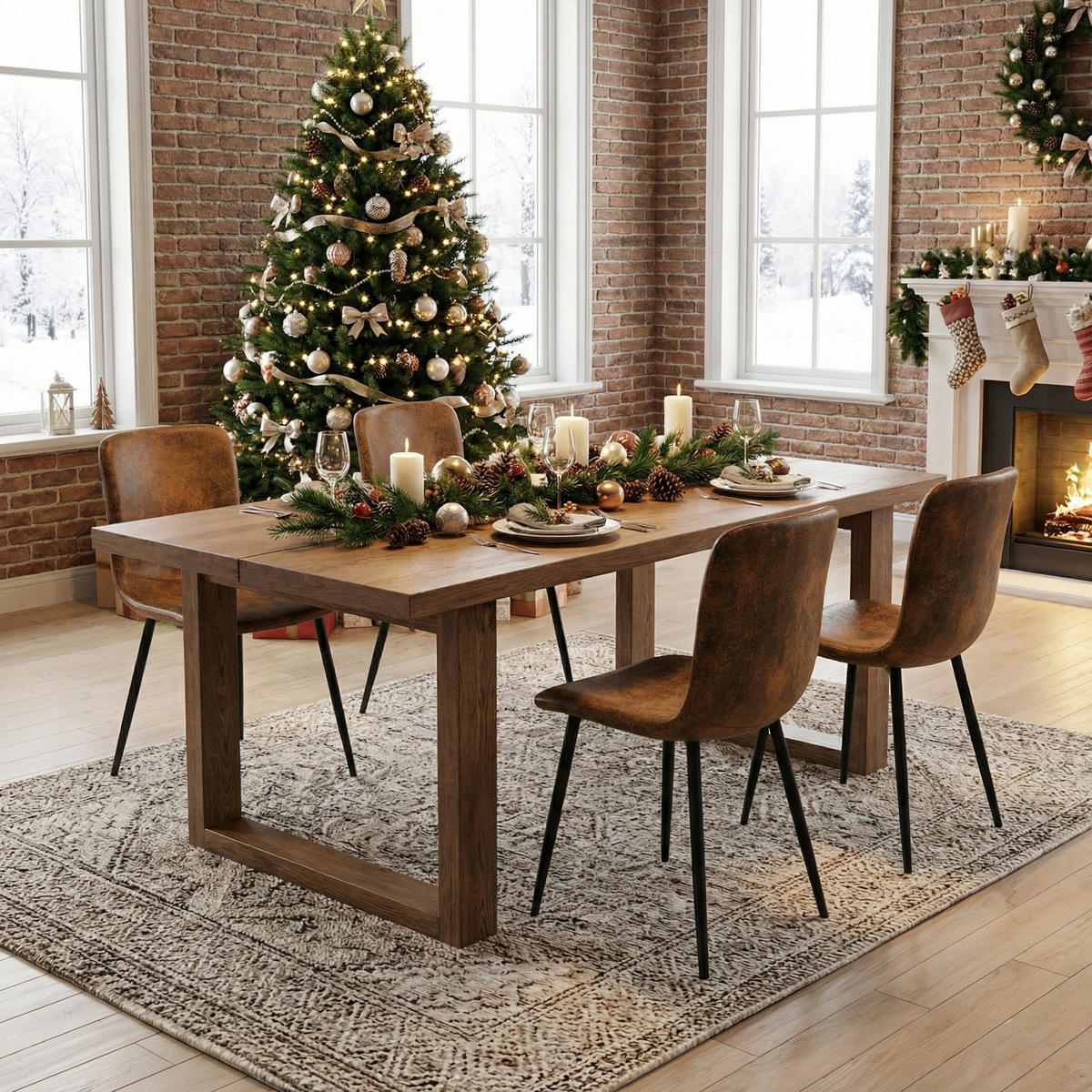 ESSZIMMERSTUHL 4er-Set in Braun Wildleder-Optik Vintage-Design - Schwarz/Braun, Holzwerkstoff/Textil (44/87/54cm) - Urban Meuble