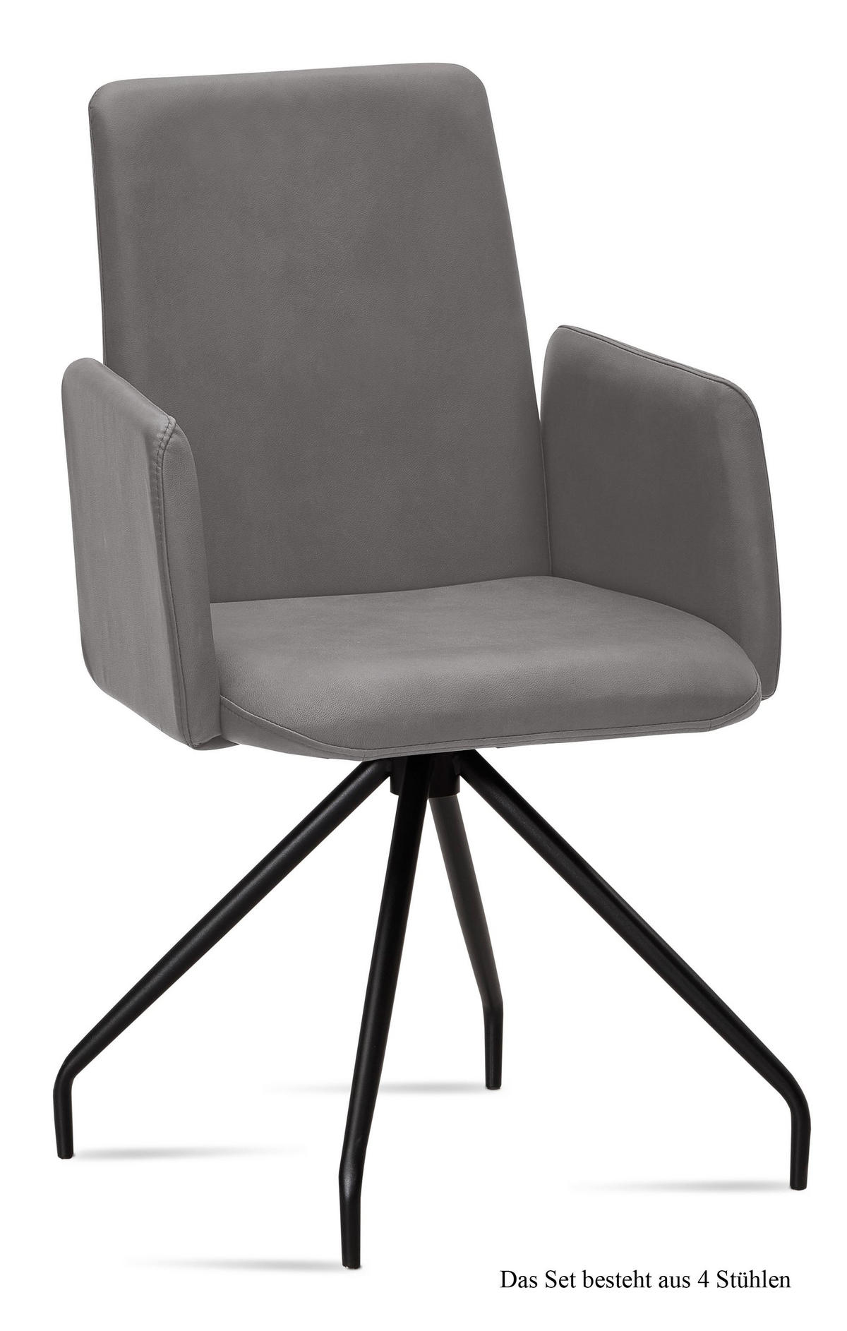 ARMLEHNSTUHL (4er-Set) Detana 52x92x60 Schwarz/Grau - Schwarz/Grau, Kunststoff (60/92/52cm) - 58aufmkessel