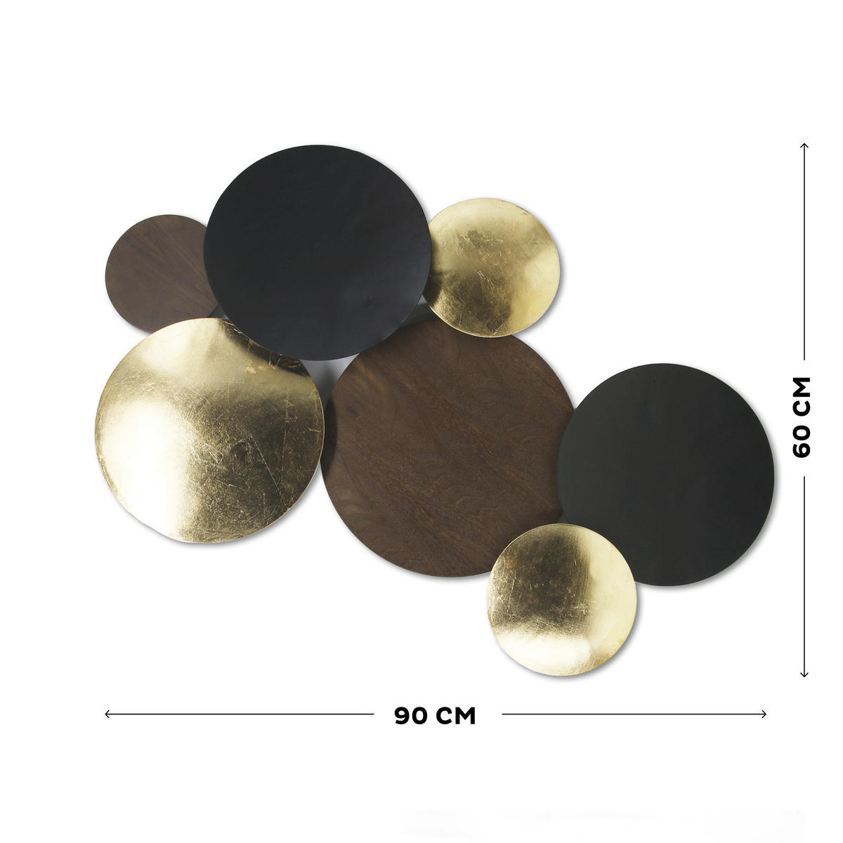 METALLKUNST Wanddeko Elegante Ornament 60x90 - Goldfarben/Schwarz, Metall (90/1/60cm) - Art for the Home