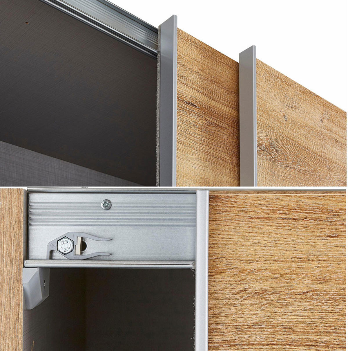 SCHWEBETÜRENSCHRANK Anna plankeneiche 225 / 65 / 210cm - Eichefarben/Grau, Holz/Holzwerkstoff (225/210/65cm) - Wimex