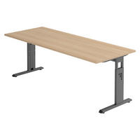 SCHREIBTISCH Serie-O 80/200/74 cm in Eichefarben/Graphitfarben - Eichefarben/Graphitfarben, Holzwerkstoff (80/200/74cm) - bümö