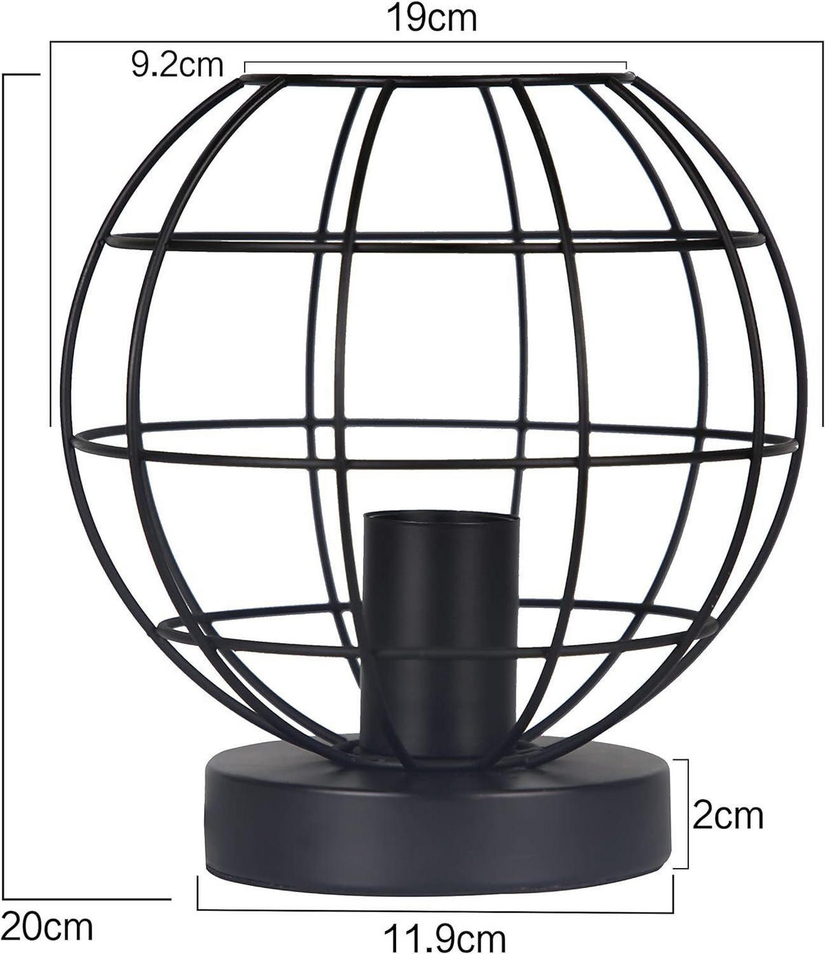 TISCHLEUCHTE Cage 19/19/20 cm - Schwarz, Metall (19/19/20cm) - Nettlife