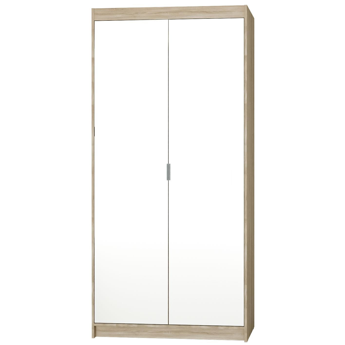 DREHTÜRENSCHRANK ELENORA 89,7/190,5/53cm 2-türig mit Spiegel Sonoma Eiche - Sonoma Eiche, Holzwerkstoff (89.7/190.5/53cm) - MASSENO