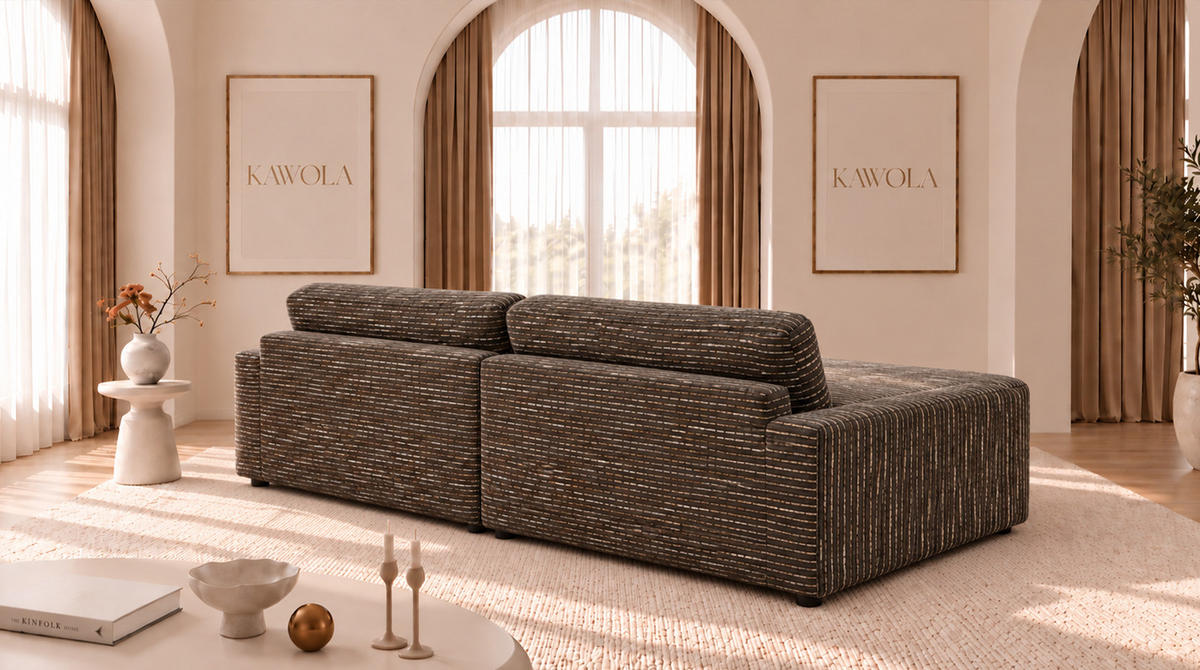 BIG SOFA MARLIN Braun Flachgewebe - Dunkelbraun/Schwarz, Kunststoff/Textil (262/80/168cm) - KAWOLA