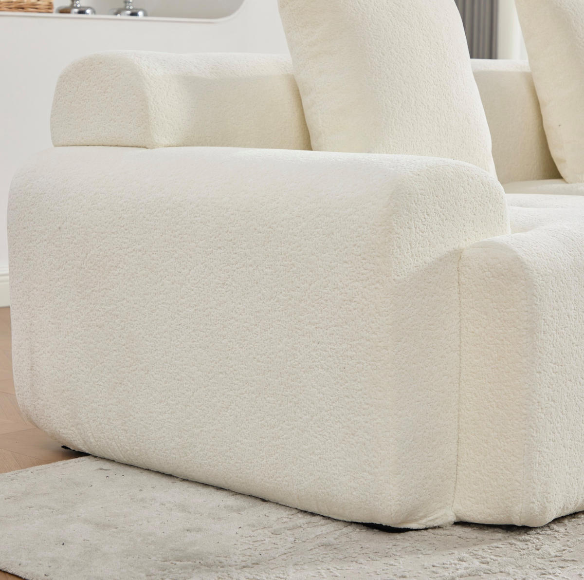 ECKSOFA 268/102/78 cm modular mit Hocker, Memory-Schaum und Kordstoff, Beige - Beige, Textil (97/100cm) - Redom