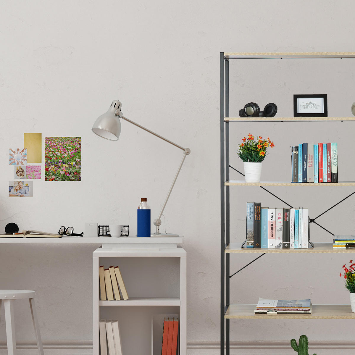 STANDREGAL - Multicolor, Holzwerkstoff/Papier (95/180/35cm) - Relaxdays