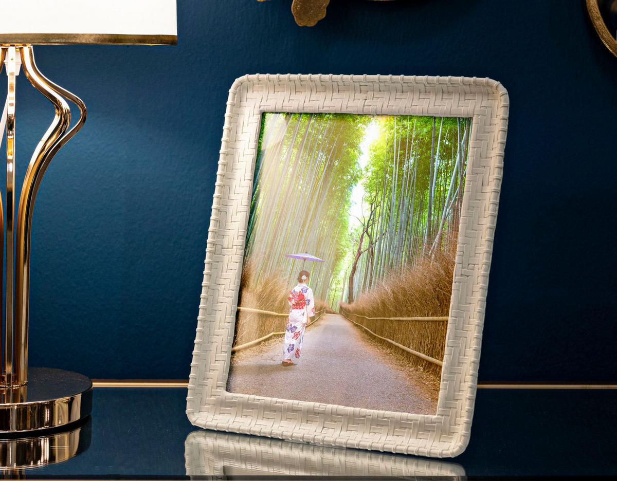 BILDERRAHMEN Bamboo Style, Fotoformat 20 x 25 cm, cremefarben, Polyresin und Glas, Rahmen 26 x 2 x 31 cm - Creme, Glas/Kunststoff (26/31/2cm) - Mauro Ferretti