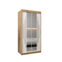 SCHWEBETÜRENSCHRANK 200/100/62 2-türig - Silberfarben/Weiß, Holz/Kunststoff (100/200/62cm) - Abiks Möbel