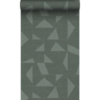 TAPETE grafisches Muster in Gewebeoptik 53 cm x 10.05 m - Grün, Papier (53/1000cm) - Origin Wallcoverings