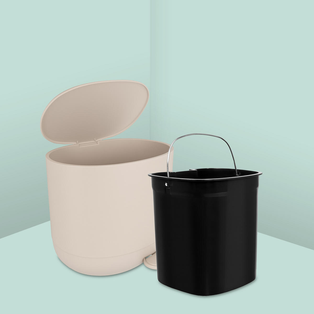 MÜLLEIMER - Beige, Kunststoff (26/26/23cm) - Relaxdays