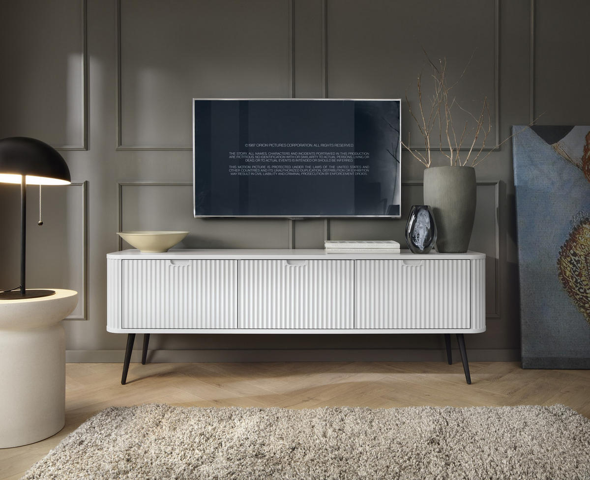 TV-SCHRANK Zova Weiß, Goldene Beine, Tv-Tisch - Goldfarben/Weiß, Holzwerkstoff/Metall (168/57/39cm) - Bettso