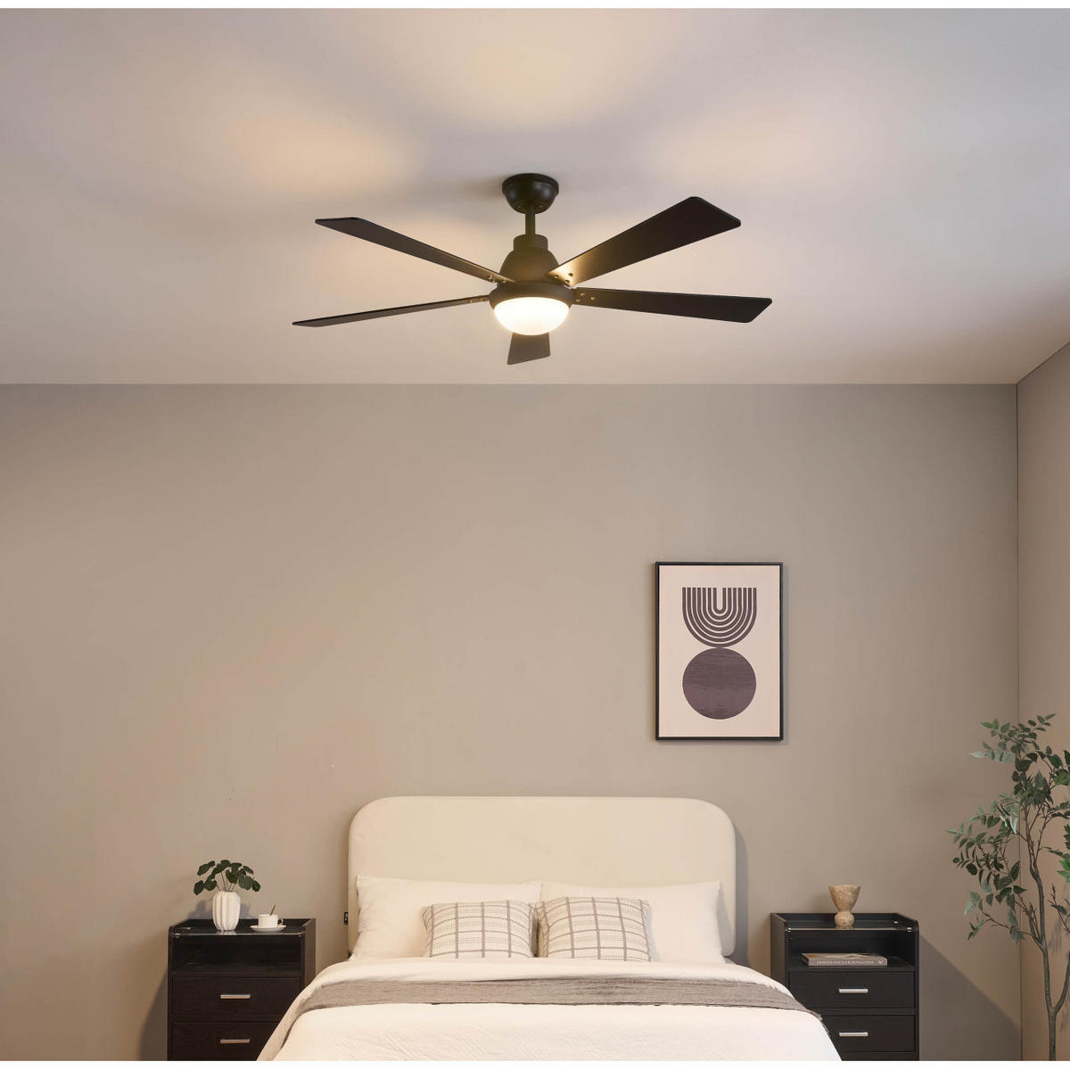 LED-DECKENVENTILATOR Cosmo, Schwarz, 37cm - Schwarz, Glas (37/132/37cm) - KOSILUM