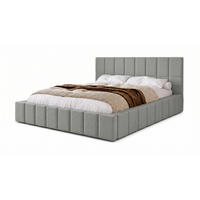 POLSTERBETT 200x200 cm, Alma, Doppelbett mit Bettkasten, Lattenrost aus Holz, Velourstoff, Silbern - Silberfarben, Holz/Kunststoff (200/200cm) - Marpur
