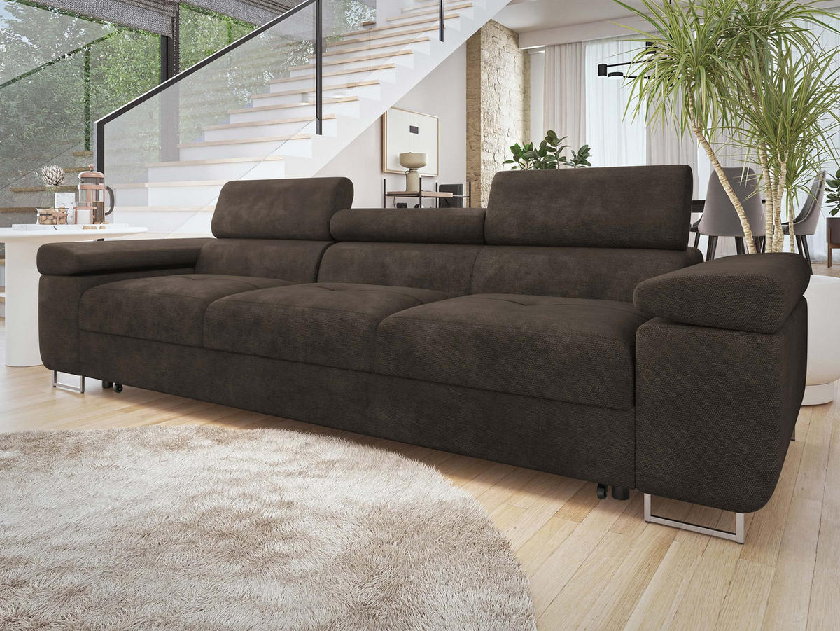 SCHLAFSOFA Torezio 3 Bis - Dunkelbraun, Holz/Textil (263/90/102cm) - MIRJAN24