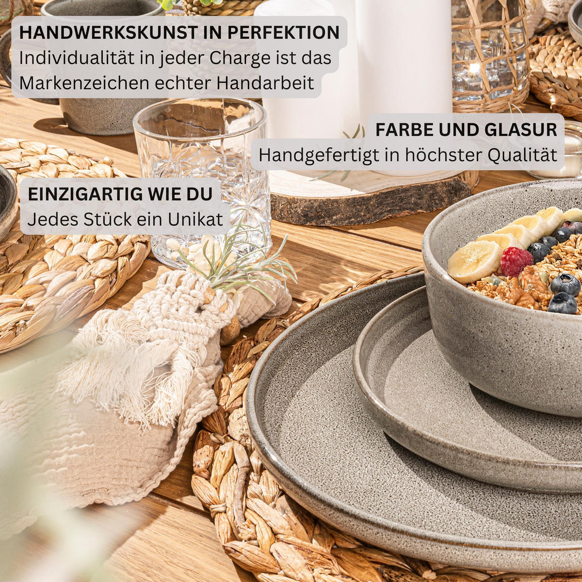 SPEISETELLER SET KAIRO CLAY - 6 teilig aus Steingut - Grau, Keramik (35cm) - Sänger